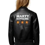 Marty Supreme Black Bomber Leather Jacket Back