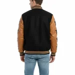 Marty Supreme Brown and Black Stars Varsity Jacket Back