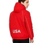 Marty Supreme Red Hooded Jacket Back