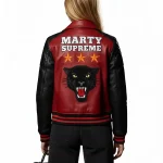 Marty Supreme Red Varsity Jacket Back
