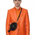 Marty Supreme Timothée Chalamet Orange Leather Blazer