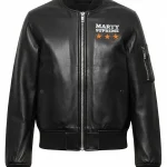 Marty Supreme Womens Black Bomber Leather Jacket