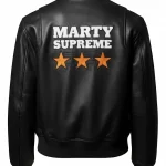 Marty Supreme Womens Black Bomber Leather Jacket Back