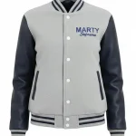 Marty Supreme Womens Gray and Navy Blue Varsity Jacket