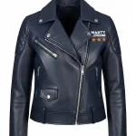 Marty Supreme Womens Navy Blue Biker Jacket