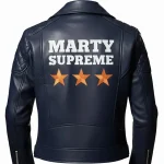 Marty Supreme Womens Navy Blue Biker Jacket Back
