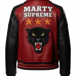 Marty Supreme Womens Red Varsity Jacket Back