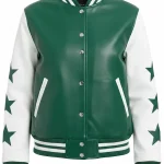 Marty Supreme Womens White and Green Varsity Jacket