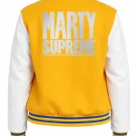 Marty Supreme Womens Yellow and White Varsity Jacket Back