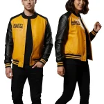 Marty Supreme Yellow And Black Leather Varsity Jacket