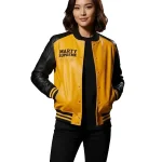 Marty Supreme Yellow And Black Varsity Leather Jacket