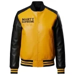 Marty Supreme Yellow Varsity Leather Jacket