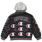 Supreme FW18 Black Champion Jacket Back