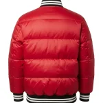 Supreme Red Puffer Varsity Jacket Back