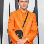Timothée Chalamet Marty Supreme Leather Orange Blazer