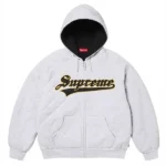 Supreme Gray Quilted Zip Up Hoodie